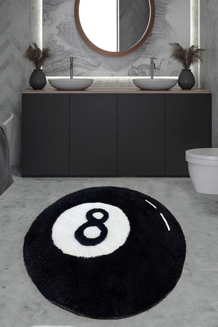 Covoraș de baie acrilic, L'essentiel Maison, Billar, Alb/Negru - imagine 3